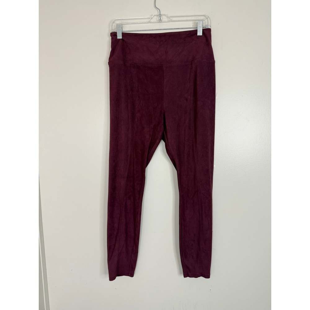 Simply Vera Vera Wang Leggings Women M Burgundy Faux Suede High Rise Seamed